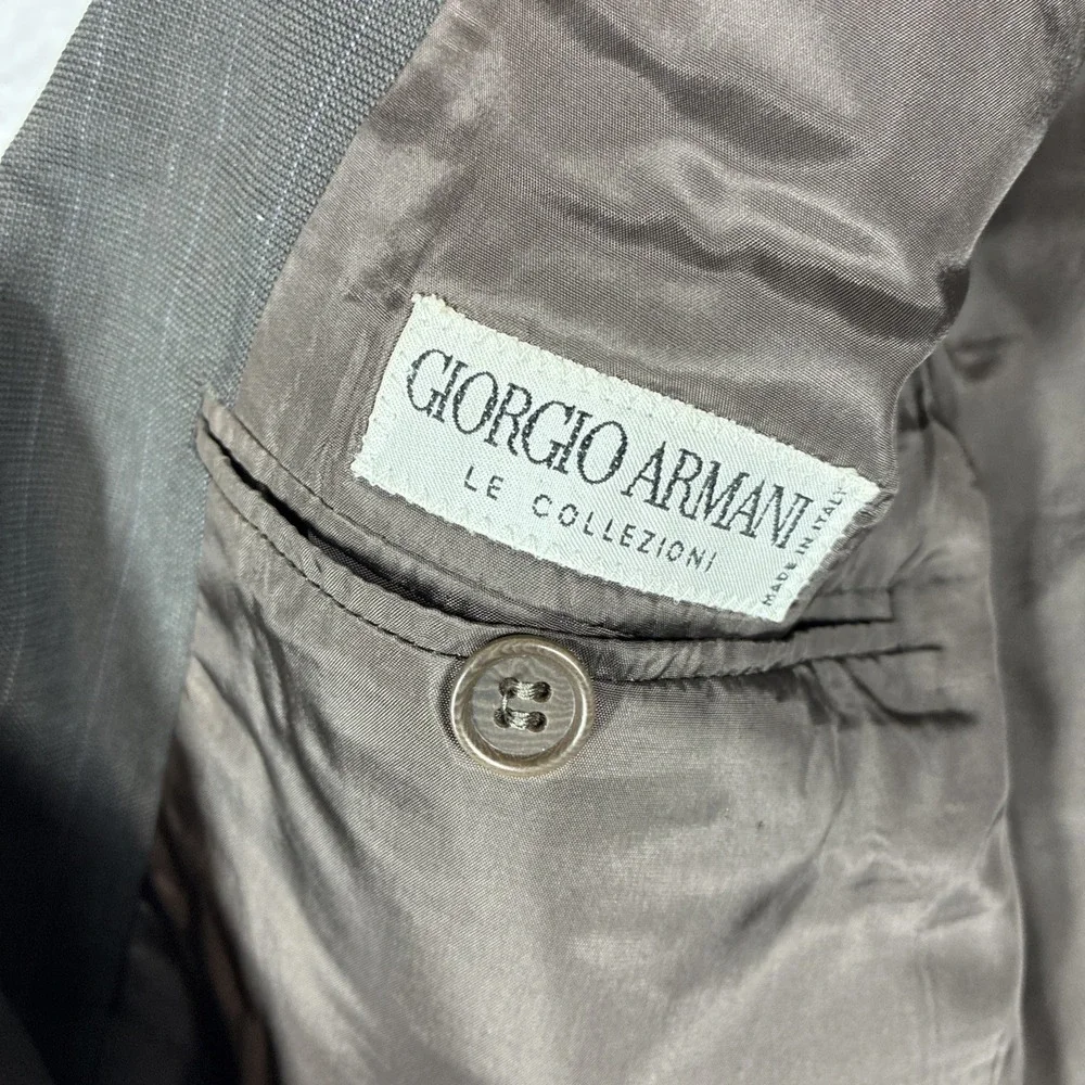 Vintage 90s Giorgio Armani Le Collezioni Brown Pinstripe Blazer Suit Jacket 42R